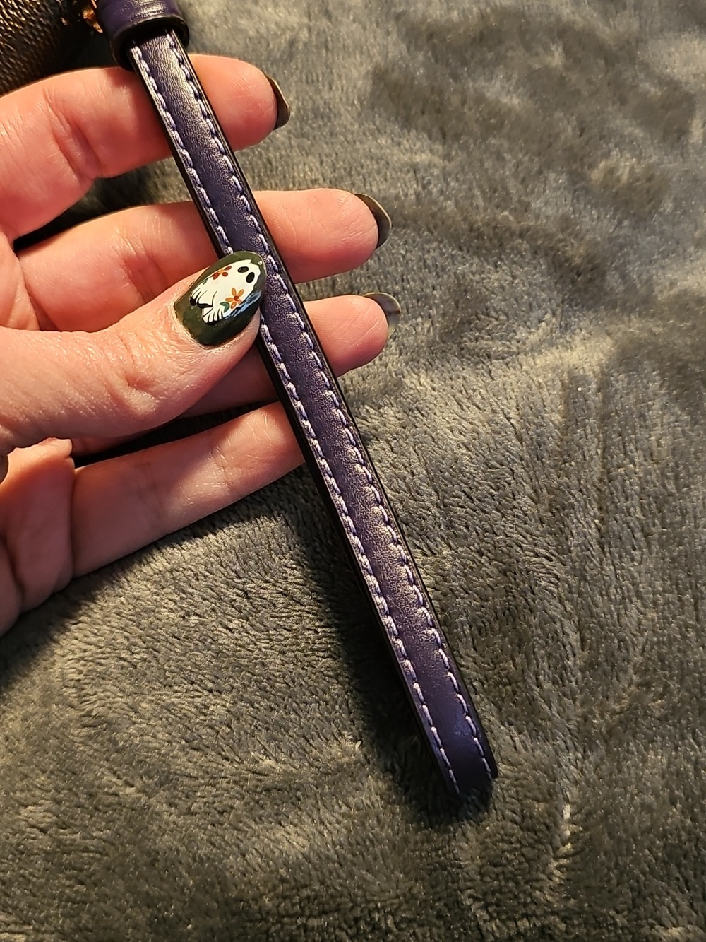 Coach Brown Signature Wristlet with Purple Leather Strip - Picture 4 of 15